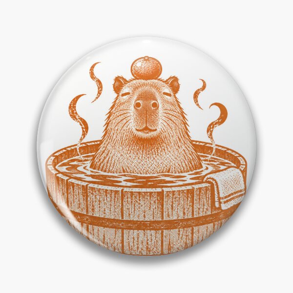 Item preview, Capybara Relaxing In Hot Spring Print designed and sold by The Mellonaire.