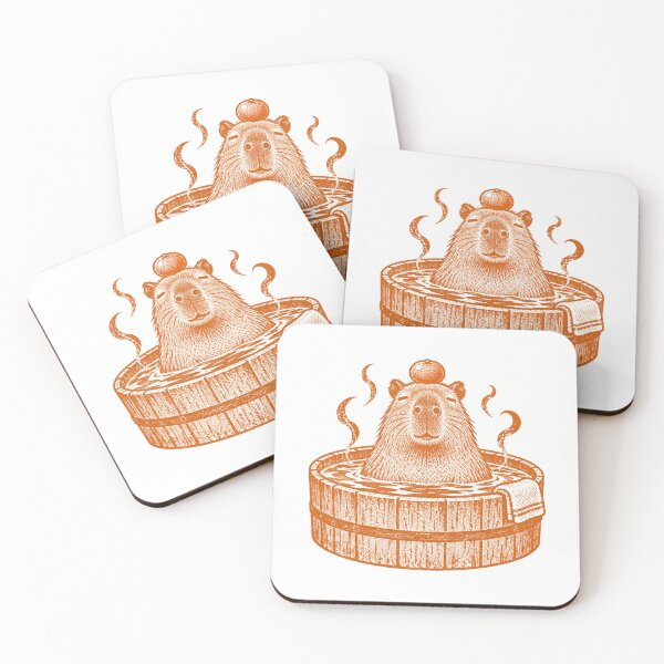 Item preview, Capybara Relaxing In Hot Spring Print designed and sold by The Mellonaire.