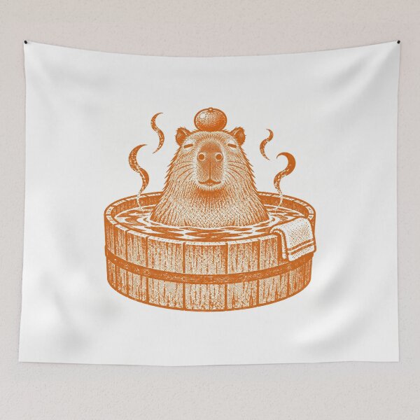 Item preview, Capybara Relaxing In Hot Spring Print designed and sold by The Mellonaire.