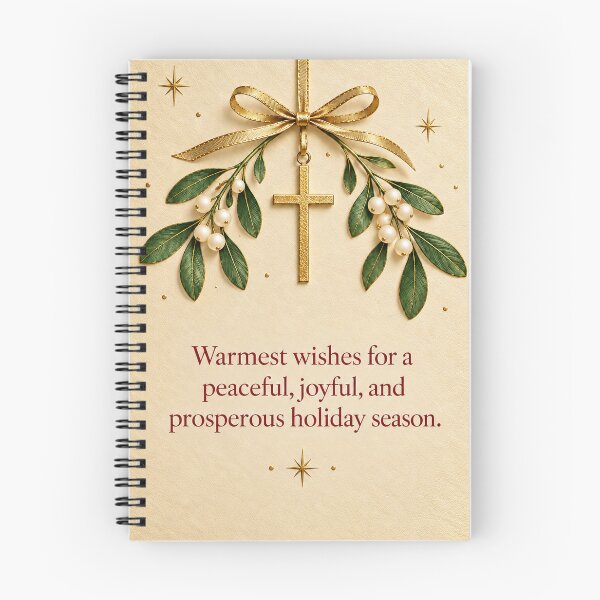 Item preview, Christian Christmas Card with Gold Cross and Mistletoe  designed and sold by Luvjesus2.