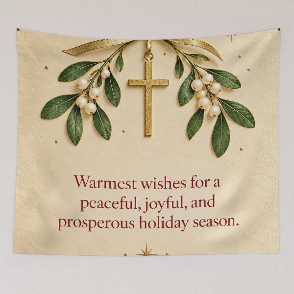 Item preview, Christian Christmas Card with Gold Cross and Mistletoe  designed and sold by Luvjesus2.
