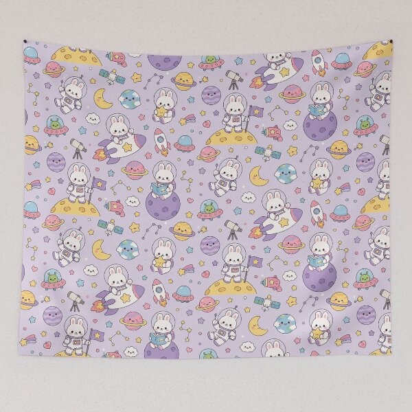Item preview, Kawaii Space Bunny Galaxy Pattern designed and sold by Soft Berry Studio.