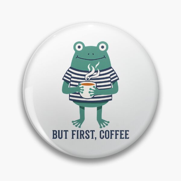 Item preview, But First Coffee Funny Frog T-Shirt Cottagecore Tee designed and sold by NadinArtStudio.