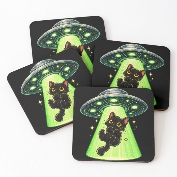 Item preview, Cute Black Cat UFO Abduction designed and sold by Bonsai20.