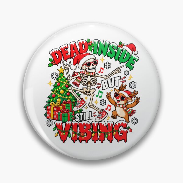 Item preview, Dead Inside But Still Vibing Christmas Skeleton Design designed and sold by teesterra.