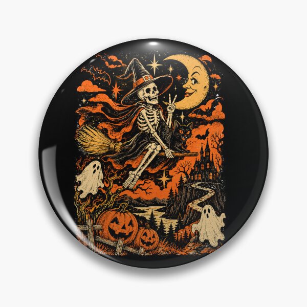 Item preview, Skeleton Witch Vintage Halloween Night designed and sold by TeeARTHY.