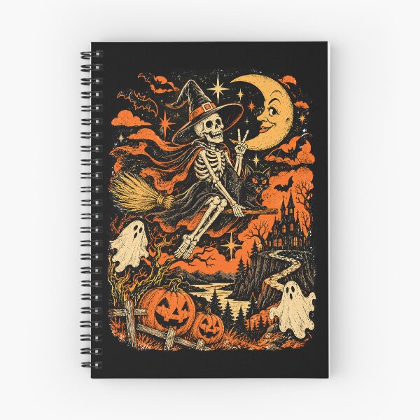 Item preview, Skeleton Witch Vintage Halloween Night designed and sold by TeeARTHY.