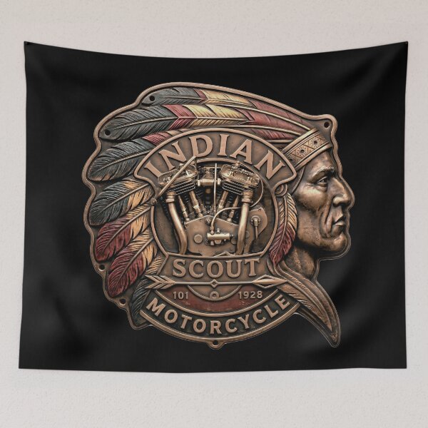 Item preview, 101 Scout V-Twin 1928 Vintage Indian Motorcycle Emblem designed and sold by EdGraphy.