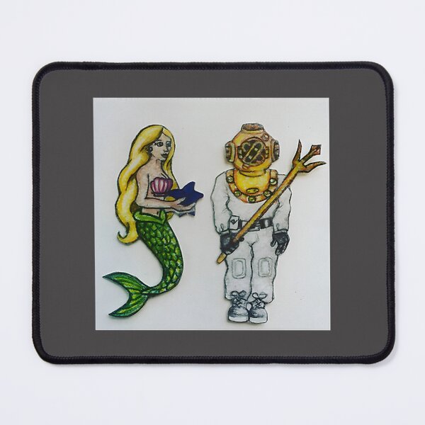 Item preview, Enchanting Mermaid and Diver Underwater Scene Artistic Illustration designed and sold by zwaftney.