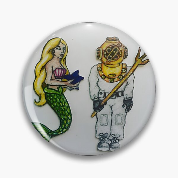 Item preview, Enchanting Mermaid and Diver Underwater Scene Artistic Illustration designed and sold by zwaftney.
