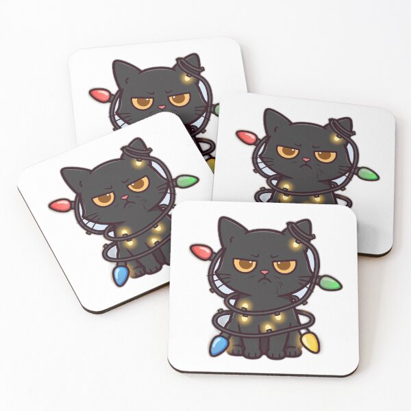 Item preview, Tangled but Festive: Gothmas Cat in Christmas Lights designed and sold by Odd-jack.
