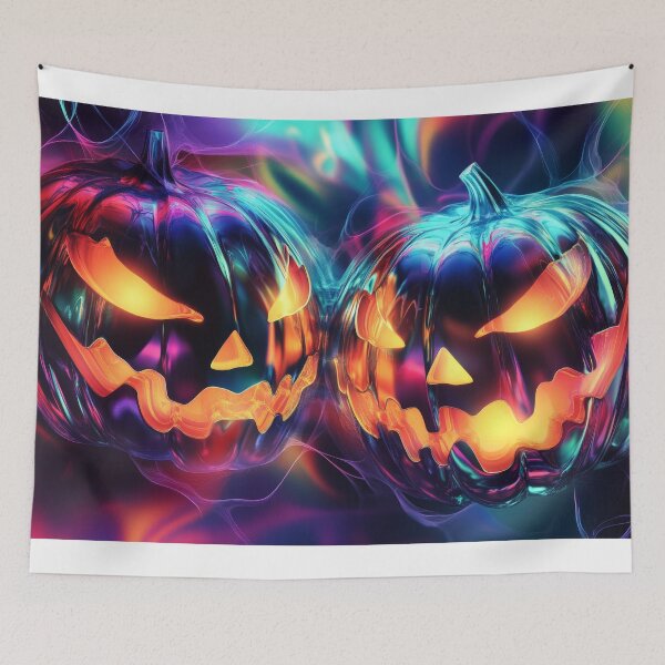 Item preview, Neon 3D Pumpkin Futuristic Halloween Art designed and sold by Emaga Digital Studio.