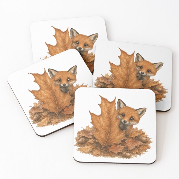 Item preview, Lindo zorrito asomándose entre las hojas otoñales. designed and sold by Claire Designs.