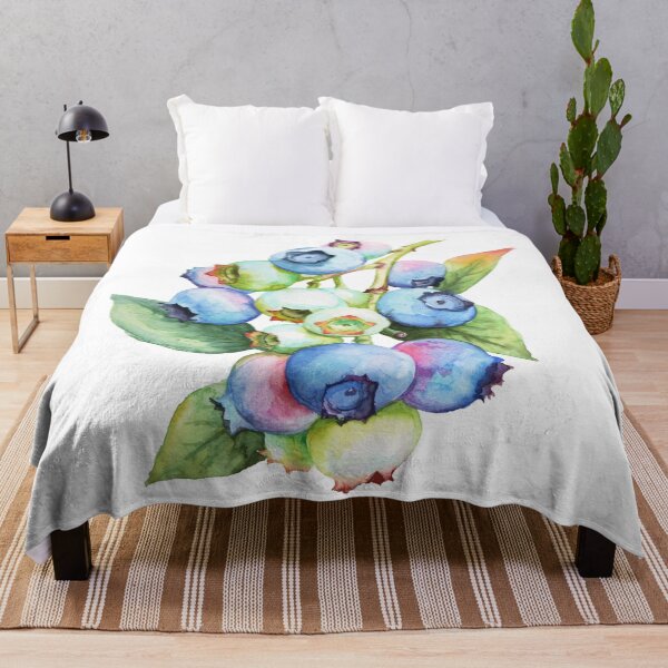Artikelvorschau, Blaubeeren Kunstdruck Zweig farbenfroh Küche botanisch Aquarell entworfen und verkauft von art-tee-ua.