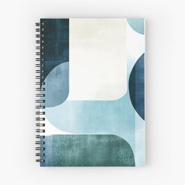 Item preview, Mid-century modern abstract shapes in shades of blue designed and sold by Soul-Sparks.