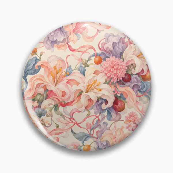 Item preview, Coral Ribbon Garden – Romantic Maximalist Floral Pattern designed and sold by Bodique.