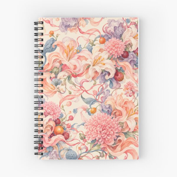 Item preview, Coral Ribbon Garden – Romantic Maximalist Floral Pattern designed and sold by Bodique.