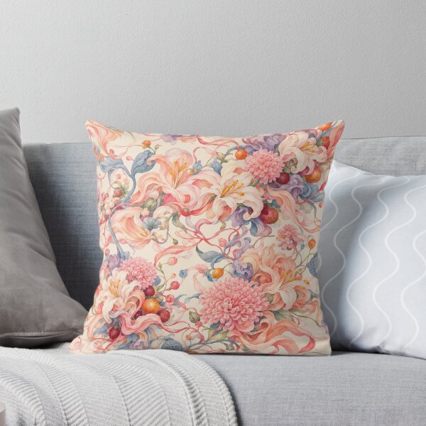 Item preview, Coral Ribbon Garden – Romantic Maximalist Floral Pattern designed and sold by Bodique.