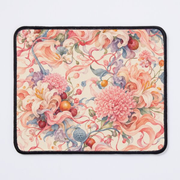 Item preview, Coral Ribbon Garden – Romantic Maximalist Floral Pattern designed and sold by Bodique.
