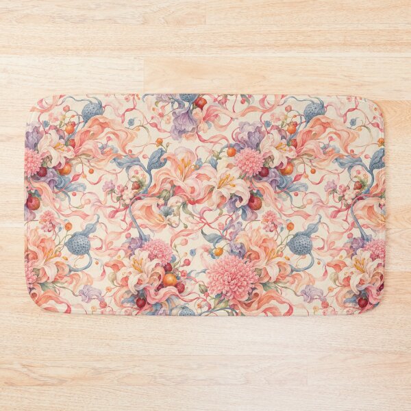 Item preview, Coral Ribbon Garden – Romantic Maximalist Floral Pattern designed and sold by Bodique.