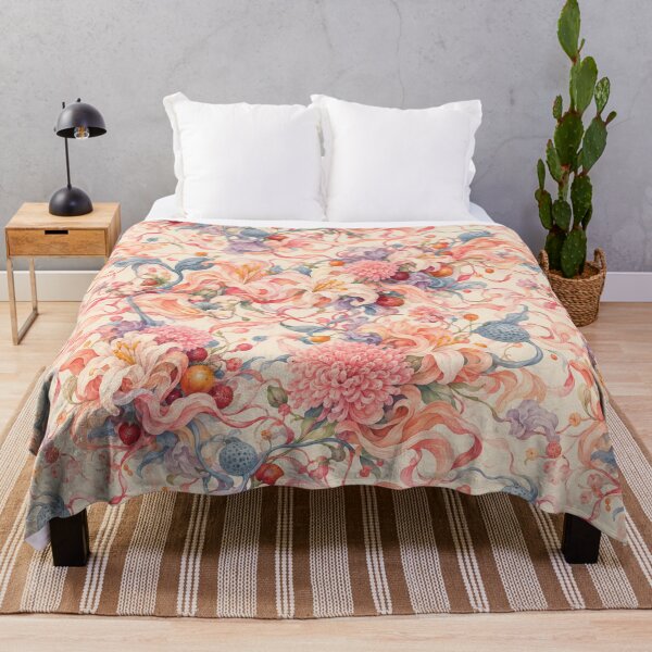 Item preview, Coral Ribbon Garden – Romantic Maximalist Floral Pattern designed and sold by Bodique.