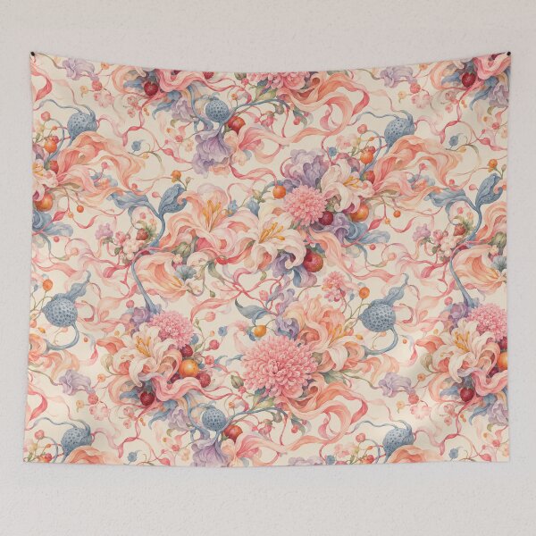 Item preview, Coral Ribbon Garden – Romantic Maximalist Floral Pattern designed and sold by Bodique.
