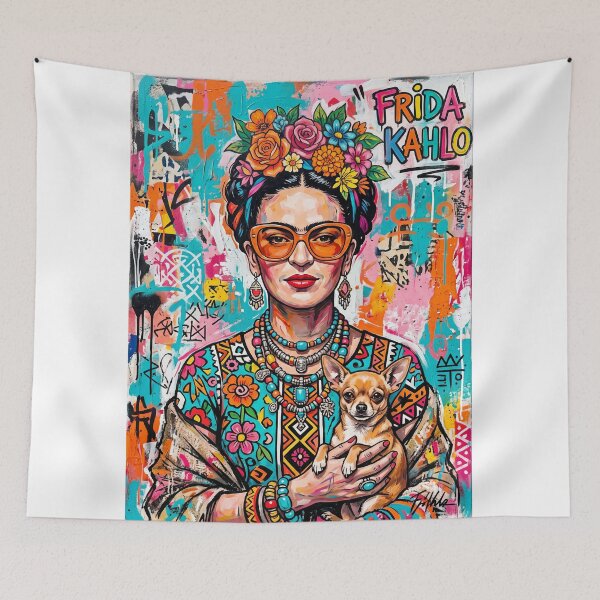 Aperçu de l'œuvre Portrait floral coloré de Frida Kahlo créée et vendue par TeeARTHY.
