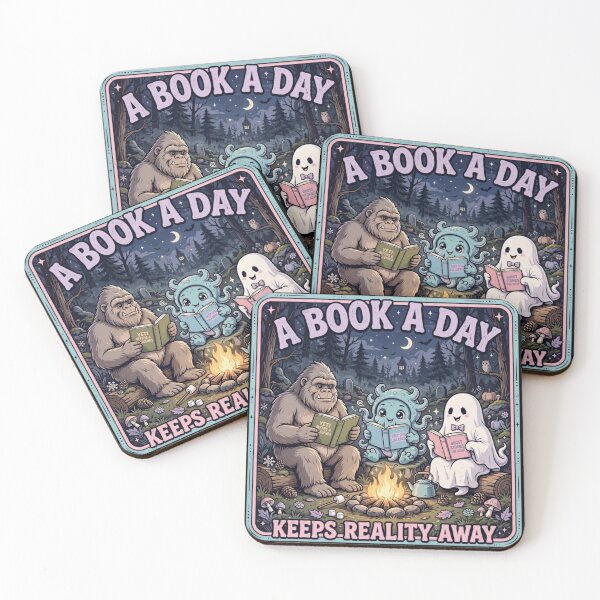 Item preview, A Book A Day Keeps Reality Away Cute Spooky Reading Club designed and sold by Neon Bones Studio.