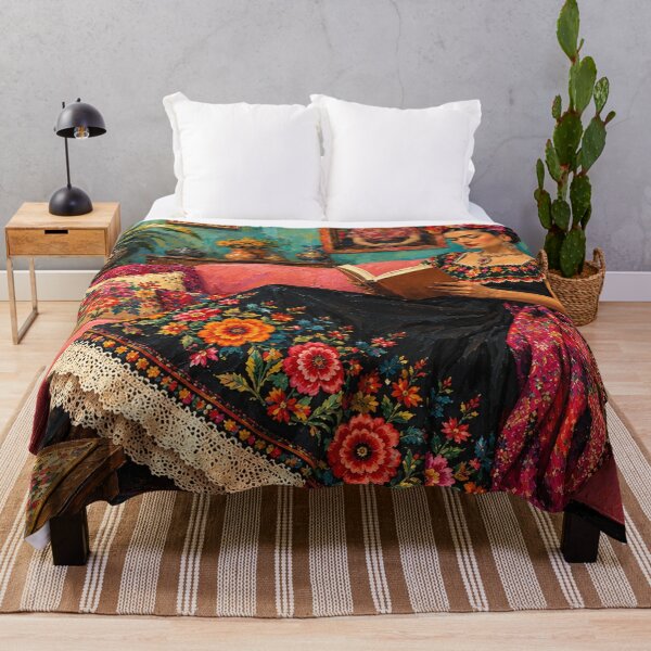 Item preview,   Frida Kahlo Floral Reading Woman Folk Art designed and sold by TeeARTHY.
