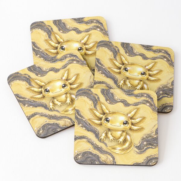 Aperçu de l'œuvre Axolotl jaune sur Marbrure anthracite  créée et vendue par Axokris.