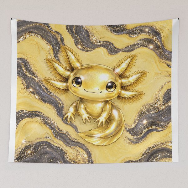 Item preview, Yellow axolotl on anthracite mottling designed and sold by Axokris.