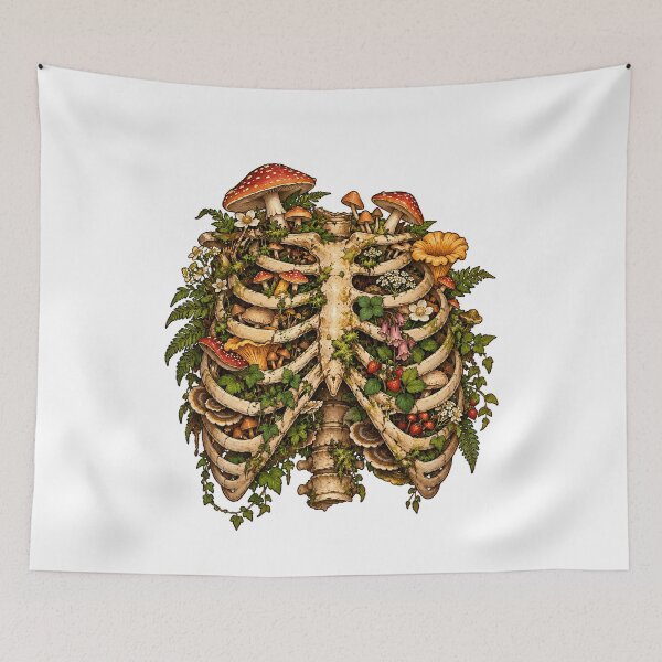 Item preview, Goblincore Mushroom Rib Cage – Botanical Skeleton designed and sold by Neurospicy Trolls.