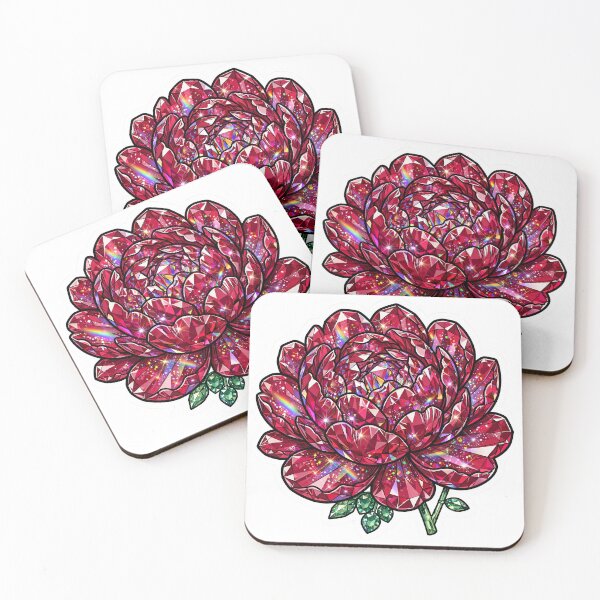 Item preview, Peony Crystal Sticker - Red Ruby Bloom With Emerald Green Stem designed and sold by Crystal Critters .