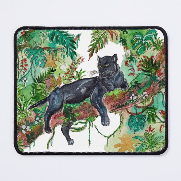 Item preview, Mystic Black Panther in the Tropical Jungle Watercolor designed and sold by DesseindImages.