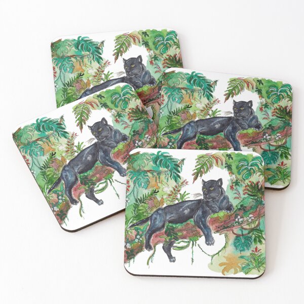 Item preview, Mystic Black Panther in the Tropical Jungle Watercolor designed and sold by DesseindImages.