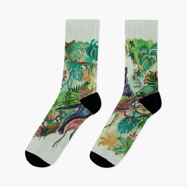 Item preview, Mystic Black Panther in the Tropical Jungle Watercolor designed and sold by DesseindImages.
