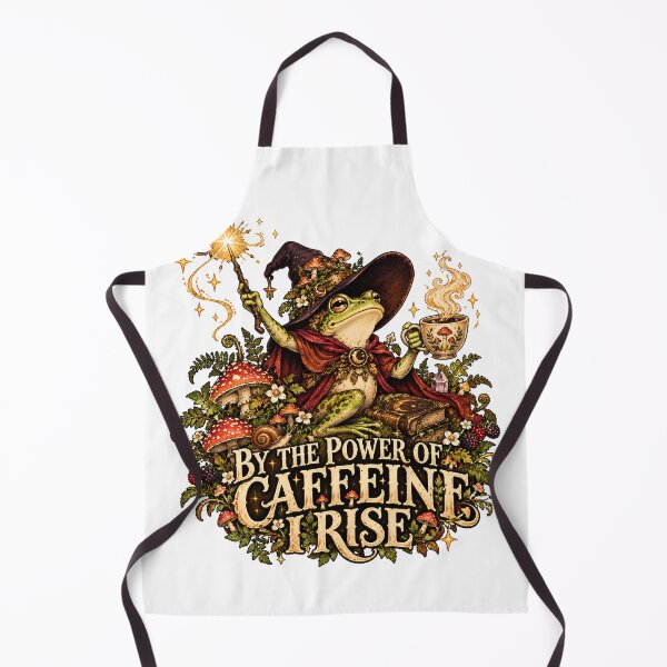 Item preview, By the Power of Caffeine I Rise – Funny Goblincore Coffee Frog designed and sold by Neurospicy Trolls.