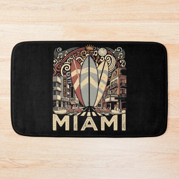 Aperçu de l'œuvre Miami, Floride - Souvenir pour hommes passionnés de surf - Miami créée et vendue par DSWShirts.