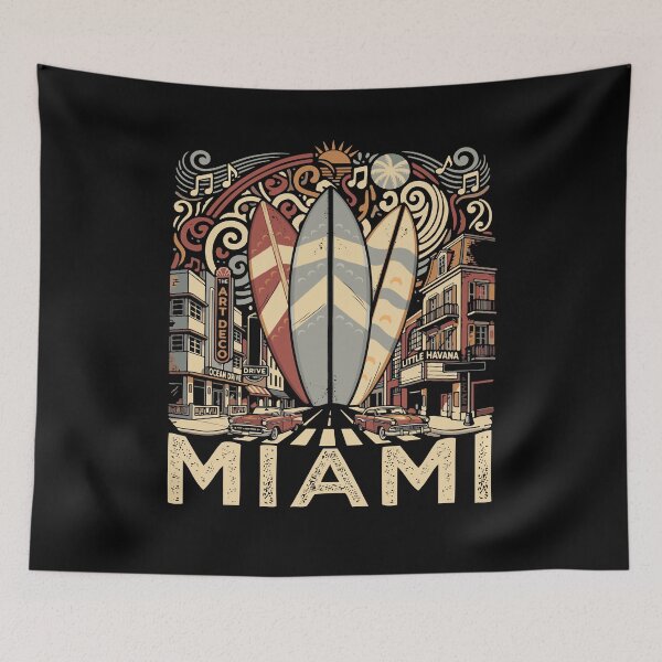 Artikelvorschau, Miami Florida Souvenir für Männer, Surfbegeisterte, Stadt Miami entworfen und verkauft von DSWShirts.
