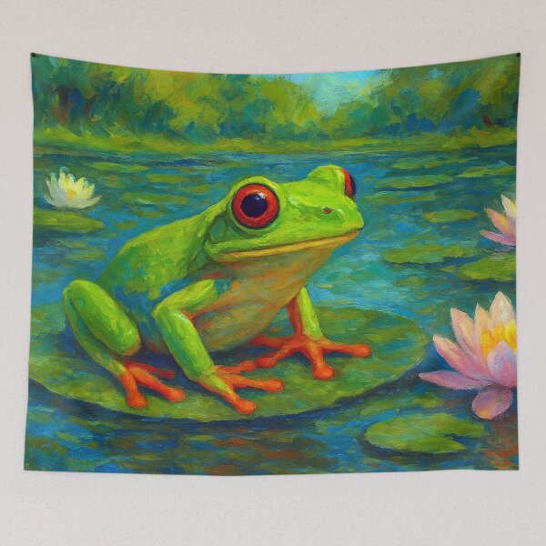 Item preview, Red Eyed Tree Frog Painting – Tropical Rainforest Wildlife Art designed and sold by GalleryKauffeld.