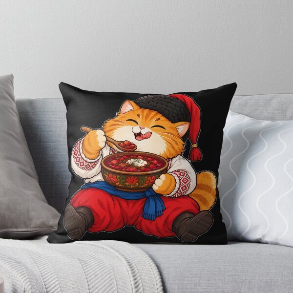 Item preview, Divertido gato cosaco comiendo sopa ucraniana Borsch designed and sold by ValhallaHub.