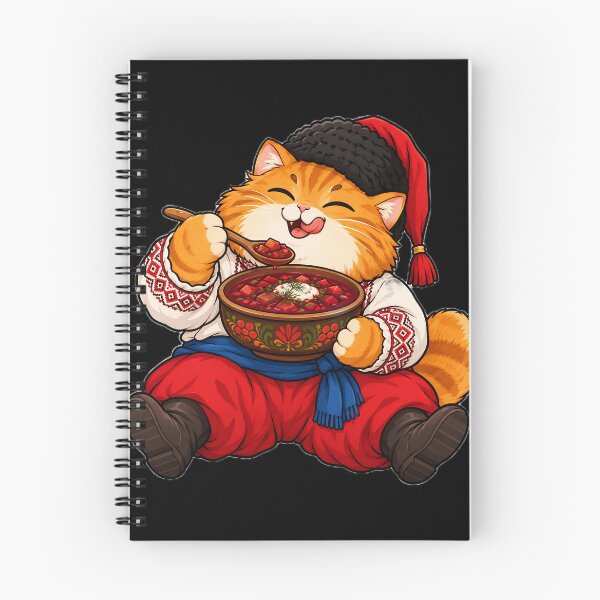 Item preview, Funny Cossack Cat Eating Borsch Ukrainian Soup designed and sold by ValhallaHub.
