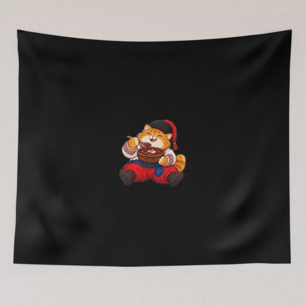 Item preview, Funny Cossack Cat Eating Borsch Ukrainian Soup designed and sold by ValhallaHub.
