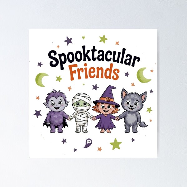Item preview, Cute Non-Scary Halloween Monster Squad Spooktacular Friends designed and sold by wellie-chic.