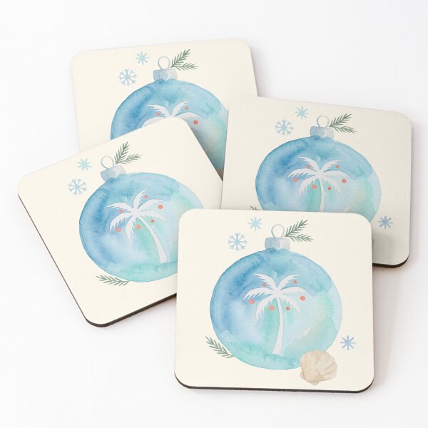 Item preview, Sky Blue Christmas Ornament with Palm Tree – Tropical Coastal Holiday Design designed and sold by Sea Gem.