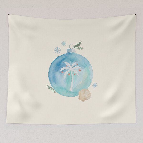 Item preview, Sky Blue Christmas Ornament with Palm Tree – Tropical Coastal Holiday Design designed and sold by Sea Gem.