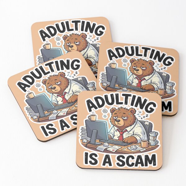 Item preview, Adulting Is A Scam Funny Tired Bear designed and sold by Thoughtful Prints.