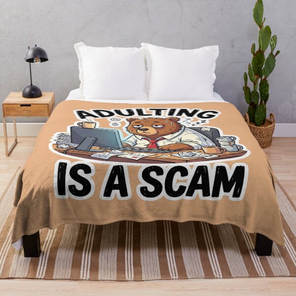Item preview, Adulting Is A Scam Funny Tired Bear designed and sold by Thoughtful Prints.
