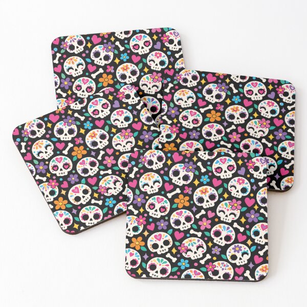 Item preview, Colorful Sugar Skulls – Cute Day of the Dead Pattern designed and sold by therockstuff.