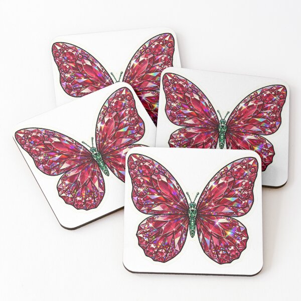Item preview, Butterfly Crystal Sticker - Red Ruby Wings With Emerald Green Body designed and sold by Crystal Critters .